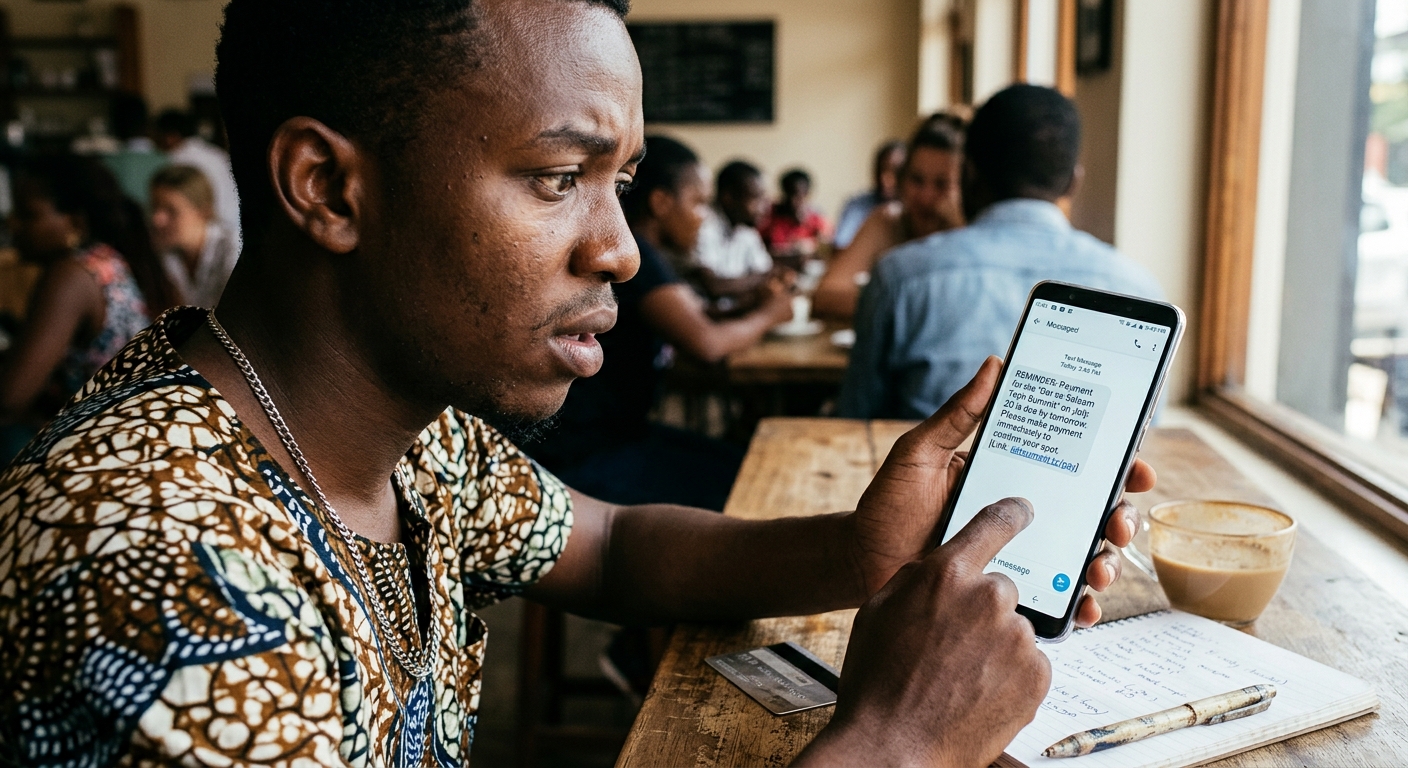 Guest reviewing a contribution payment reminder on their phone